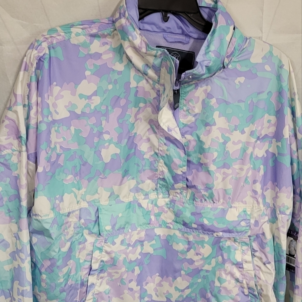 Lauren James Windbreaker Pastel Camo XXL Vented Multiple Pockets Hidden Hoodie
